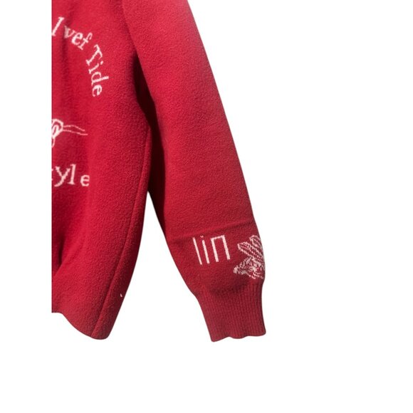 Rare 60s 70s Sweater Hoodie Japanese Style Red Size M/L Handmade Snap Button - Picture 6 of 16